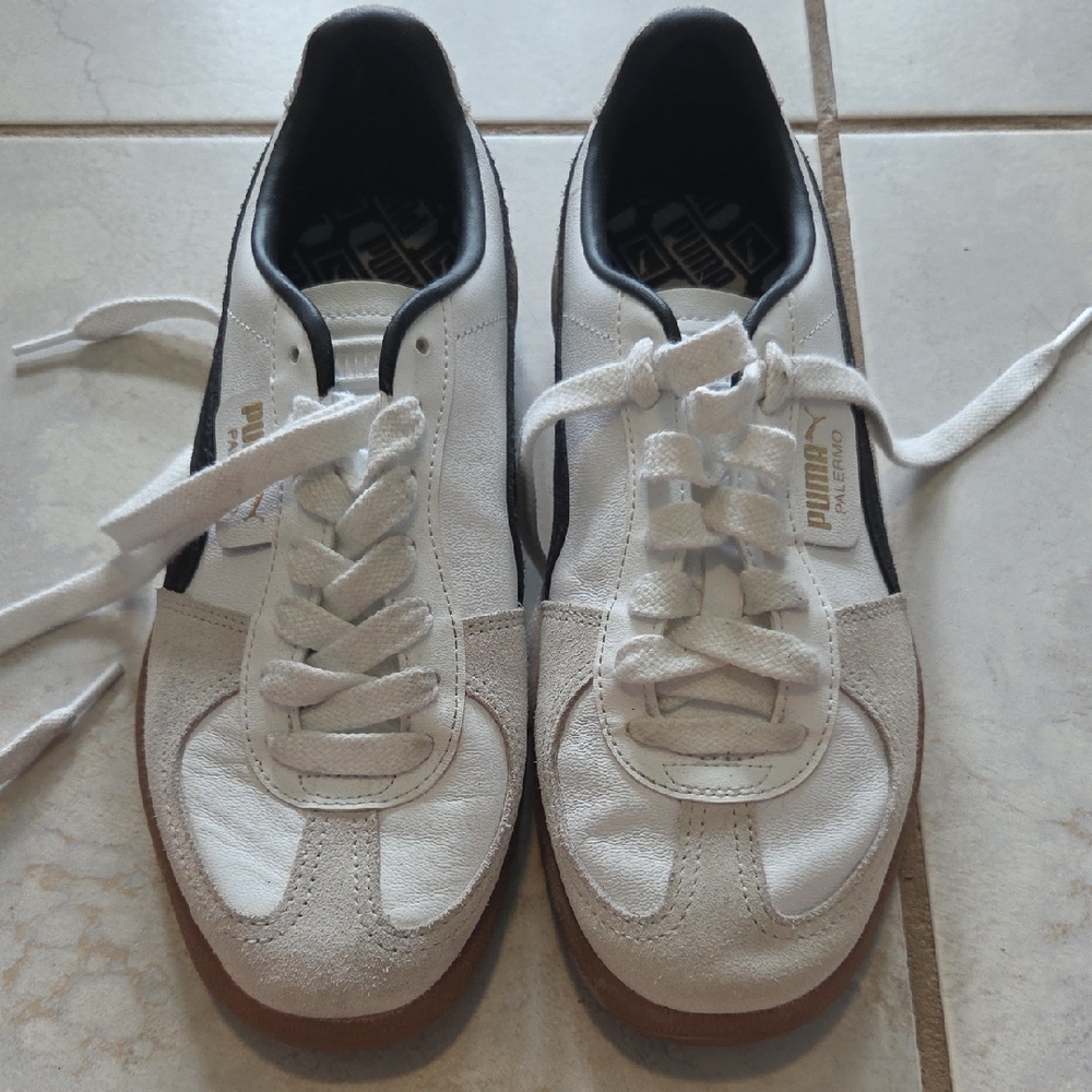 Puma White and Brown Men's Sneakers